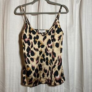 Never Fully Dressed Leopard Print Satin Cami Top Tan Pink Black US 2 Chic Party